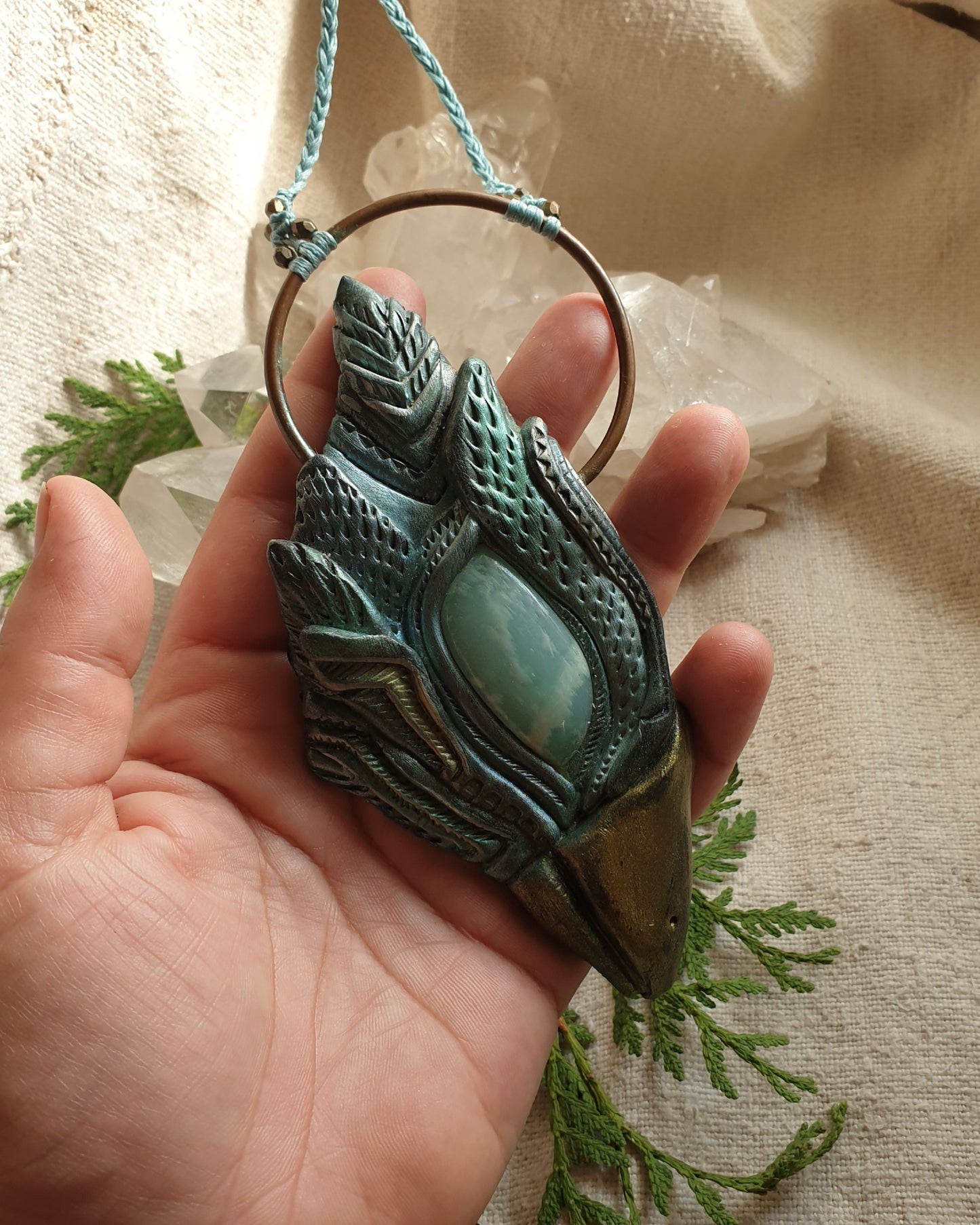 totem ptica - amazonit ogrlica