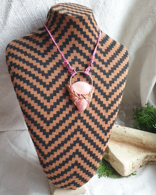 rodokrozit - ruža inka - rozen kvarc privjesak