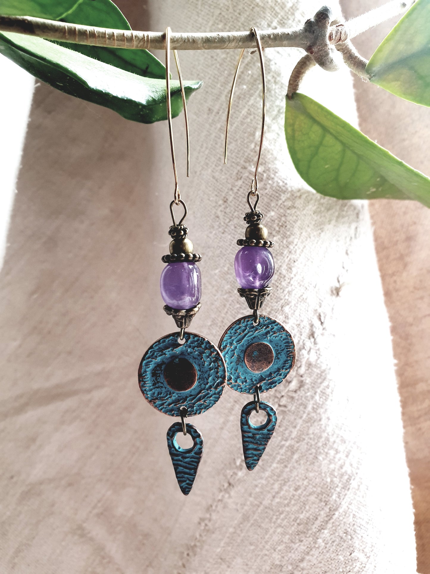 ametist viseče naušnice