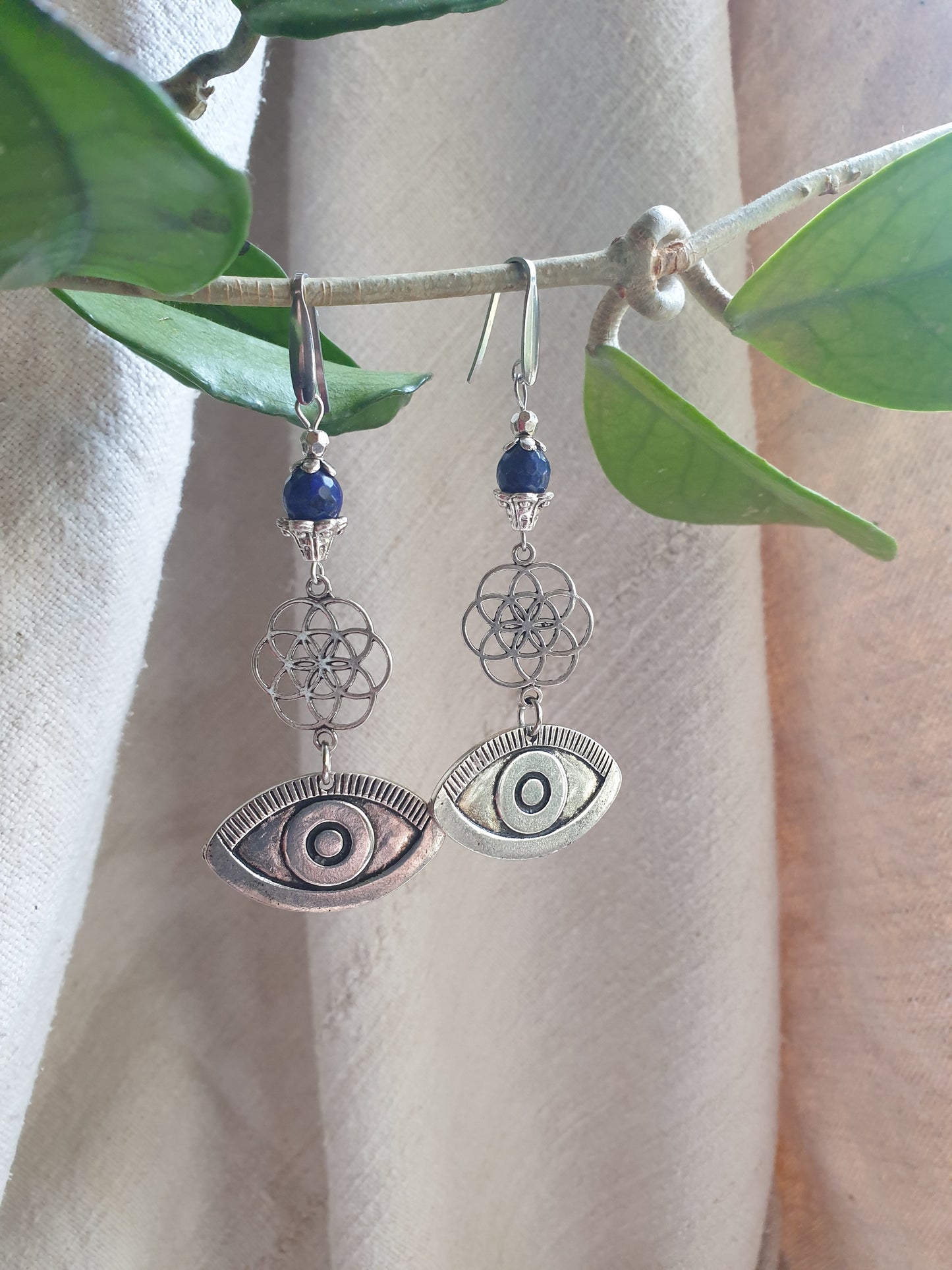 lapis lazuli naušnice - sjeme života