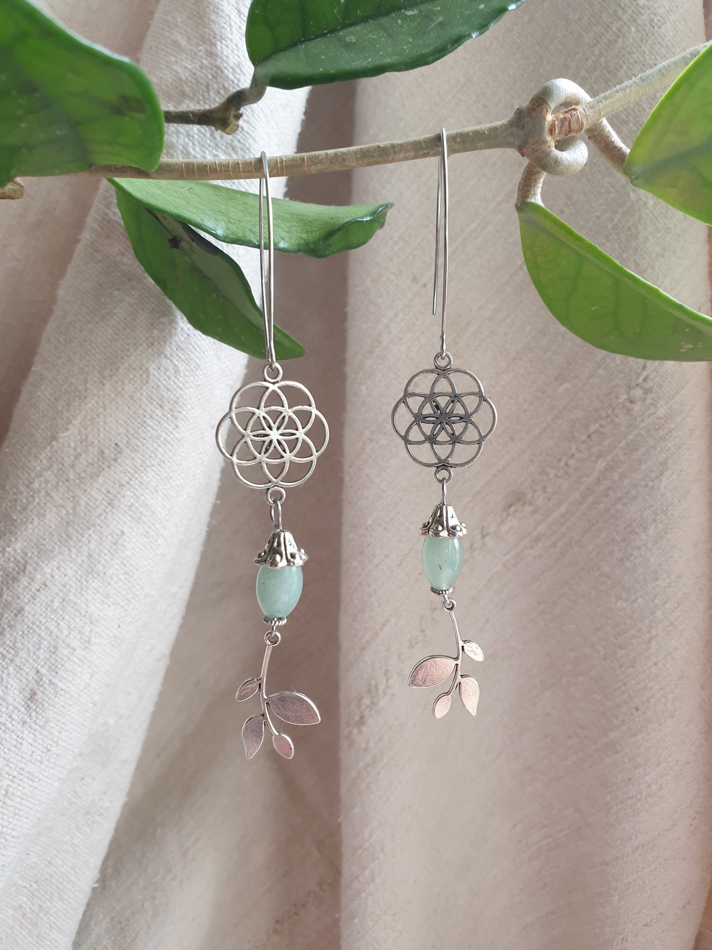 zeleni aventurin naušnice - sjeme života