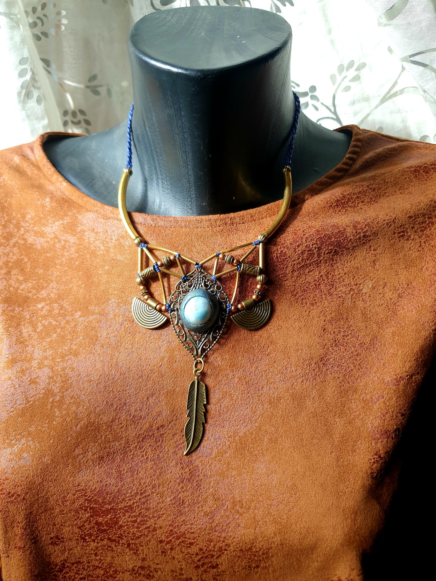 larimar - neo tribal boho ogrlica