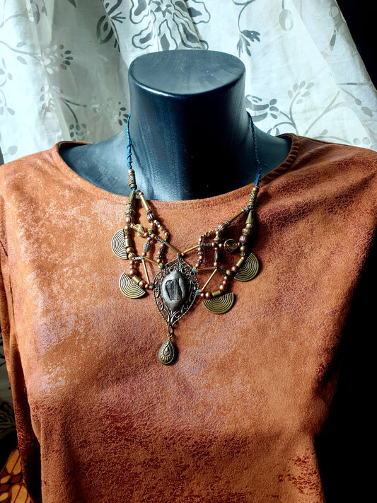 moldavit - neo tribal boho ogrlica