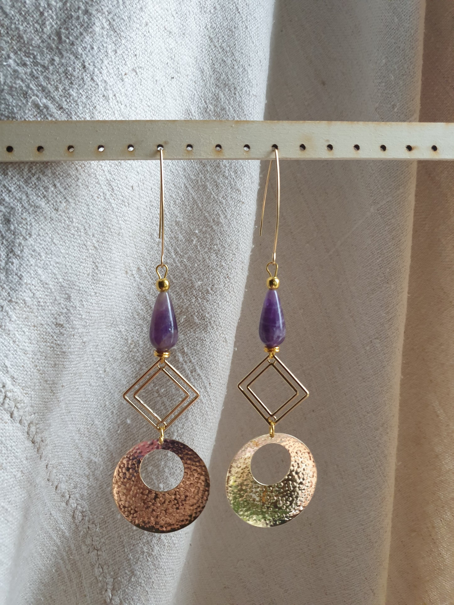 ametist mesing naušnice