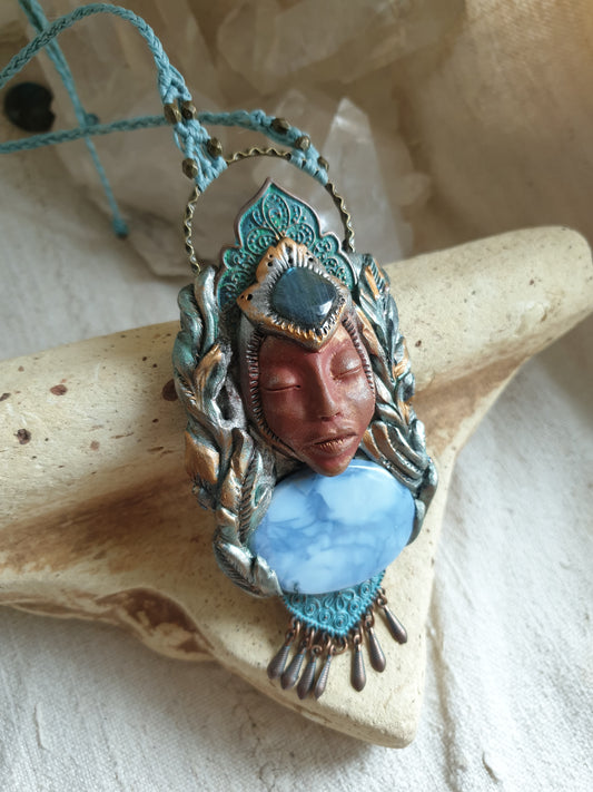 opal peru i labradorit kristalni čuvar ogrlica