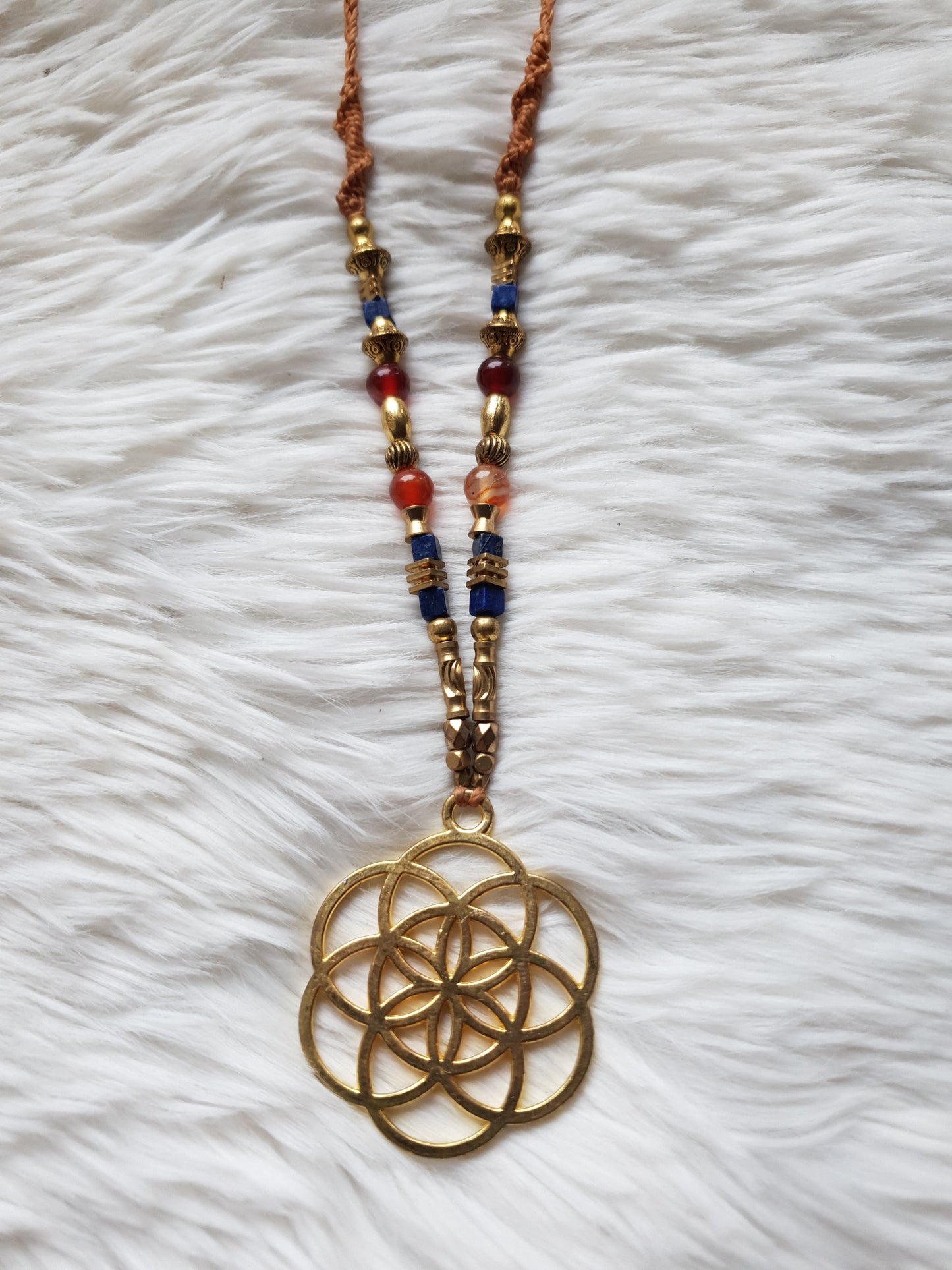 sjeme života ogrlica - lapis lazuli - karneol