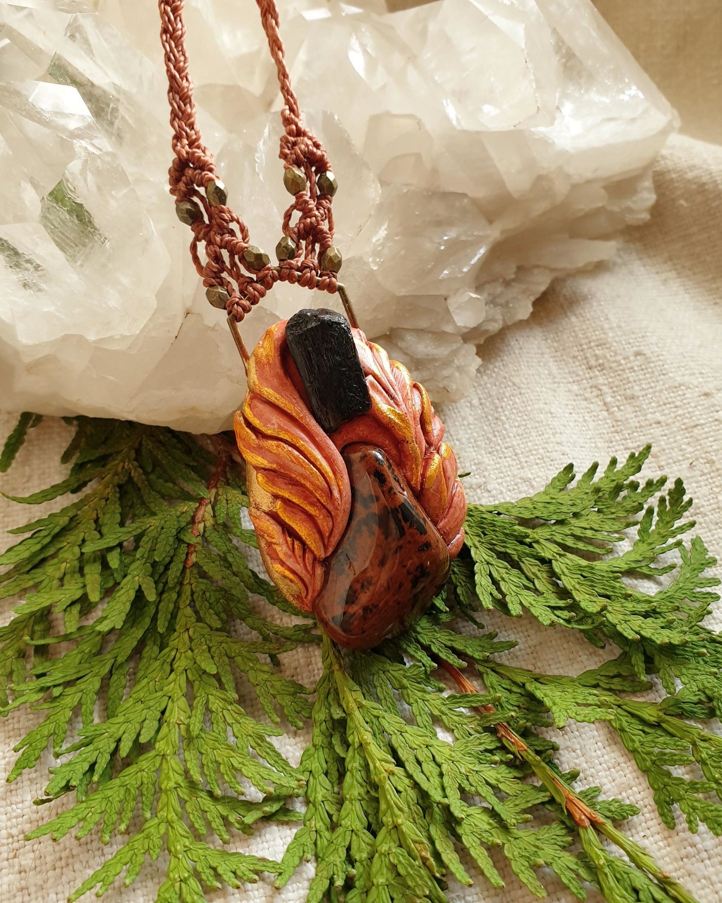 mahagoni opsidijan - crni turmalin privjesak