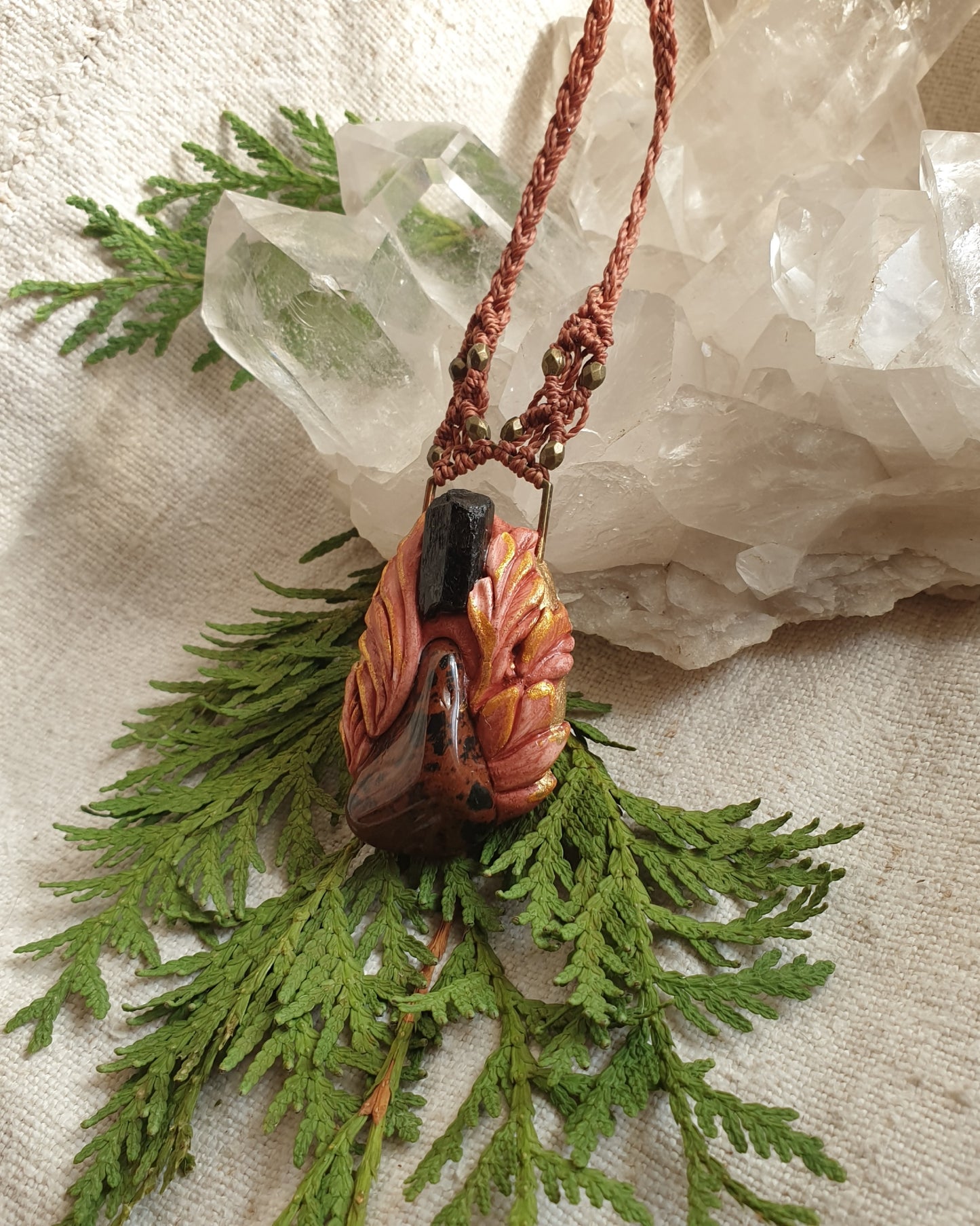 mahagoni opsidijan - crni turmalin privjesak