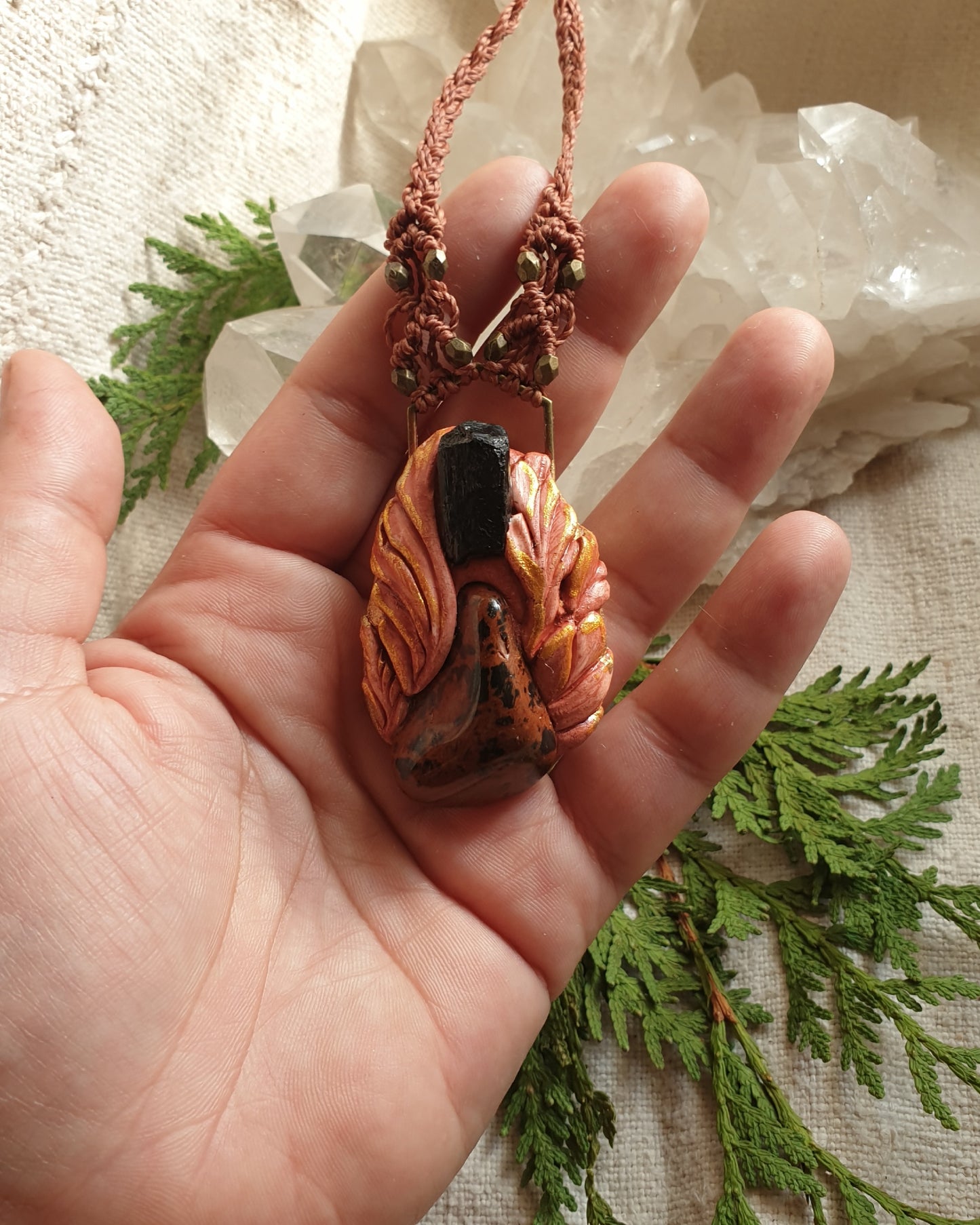 mahagoni opsidijan - crni turmalin privjesak