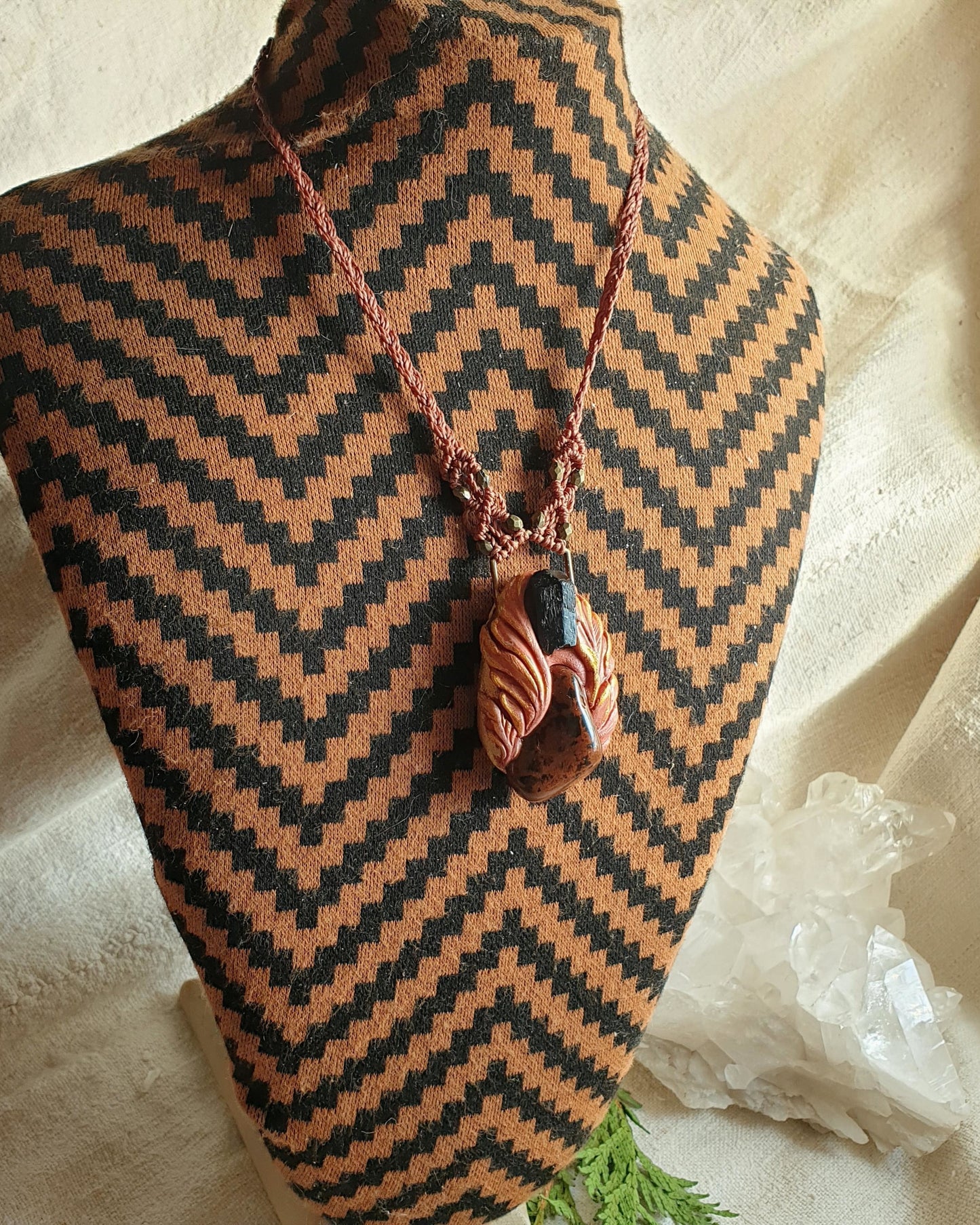 mahagoni opsidijan - crni turmalin privjesak