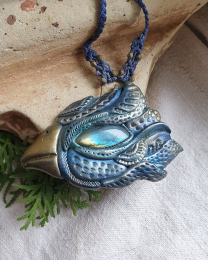 plavi labradorit ogrlica - spirit ptica