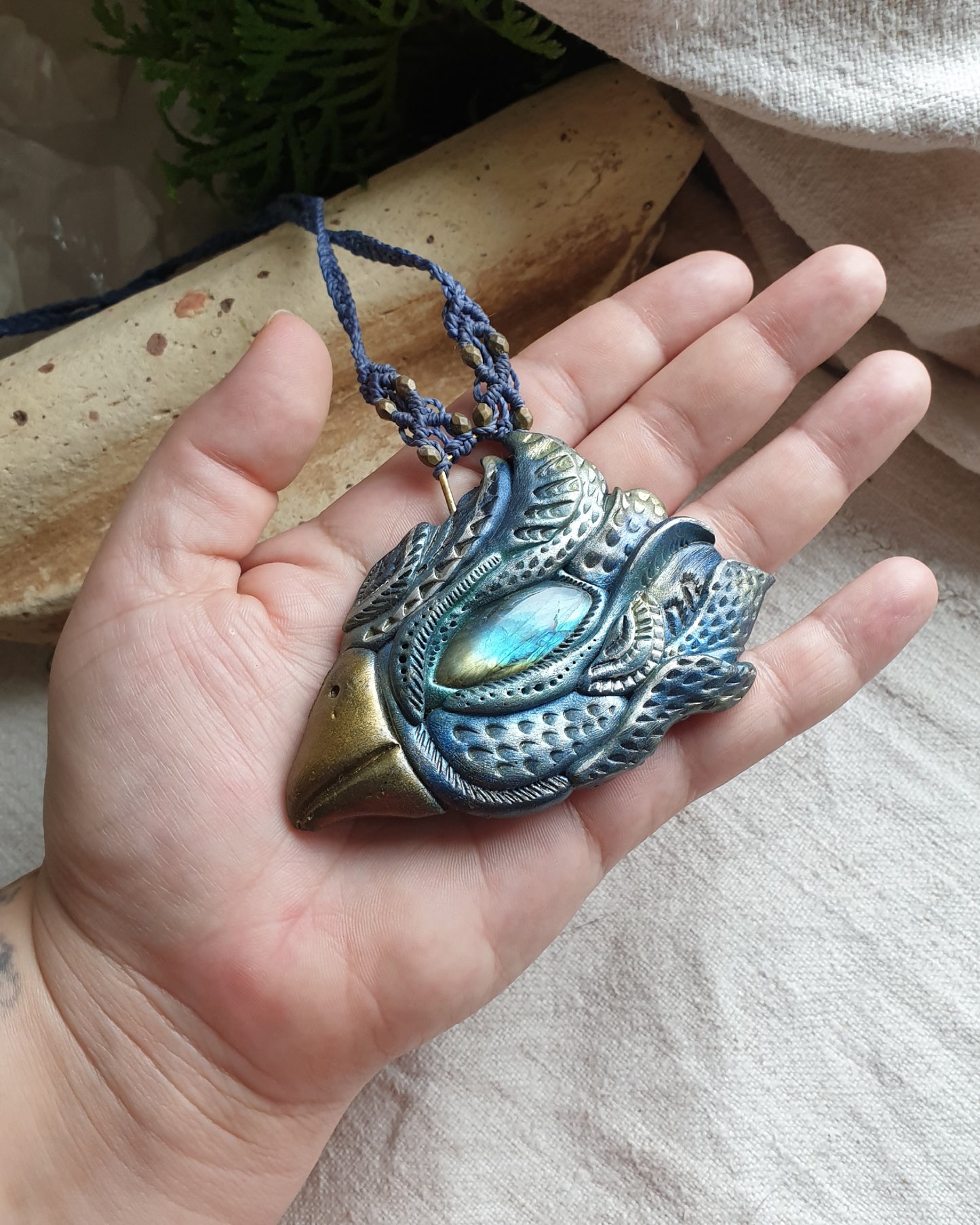 plavi labradorit ogrlica - spirit ptica