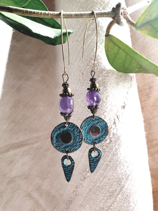 ametist  viseče naušnice