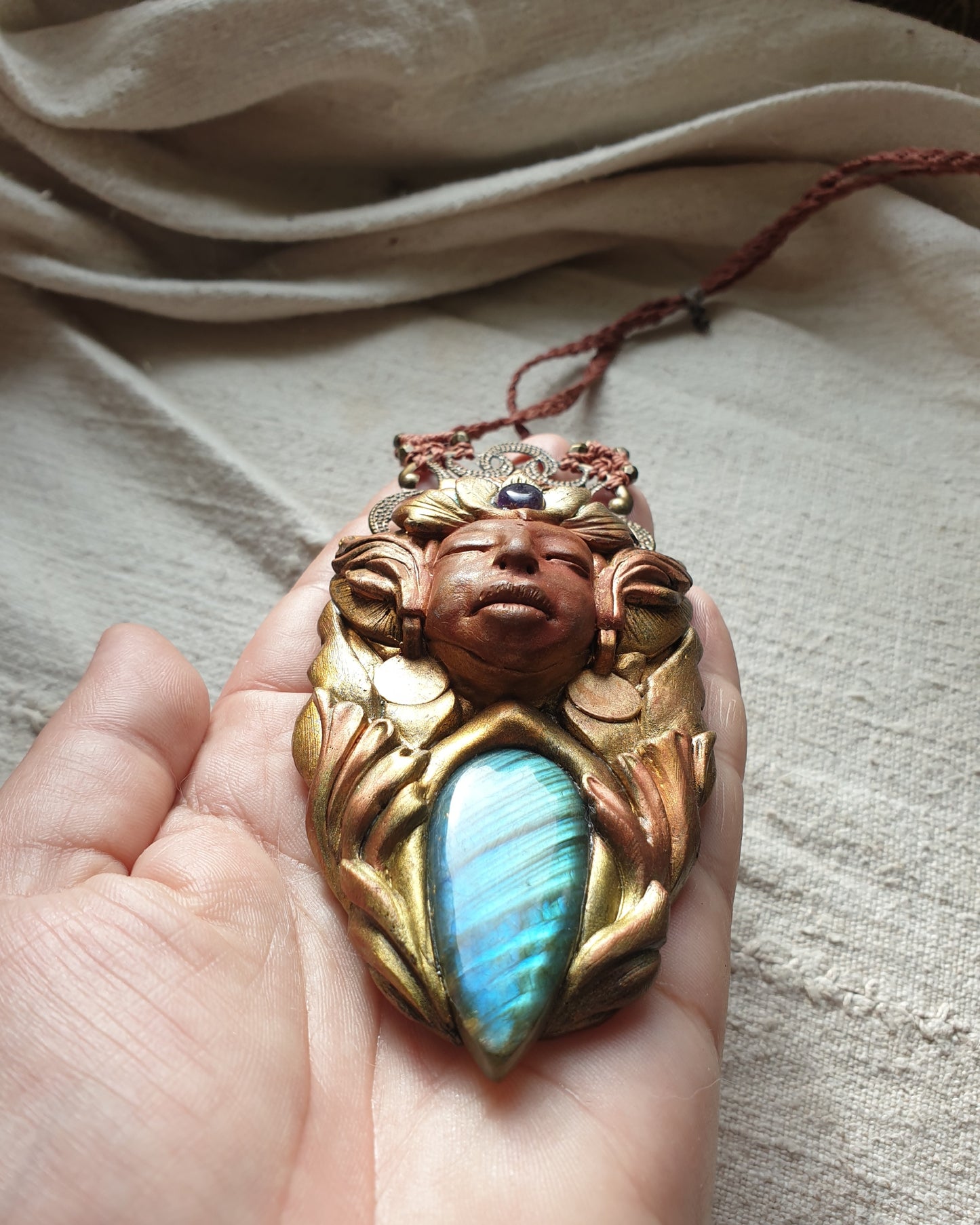 Plavi labradorit i ametist kristalni čuvar ogrlica