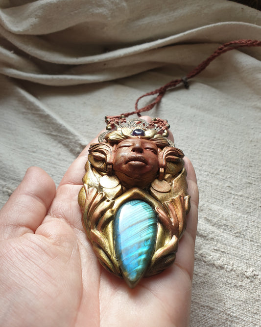 Plavi labradorit i ametist kristalni čuvar ogrlica