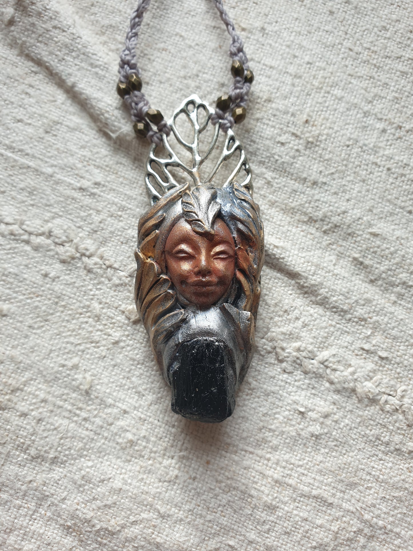 šumski crni turmalin čuvar ogrlica