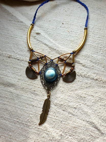 larimar - neo tribal boho ogrlica