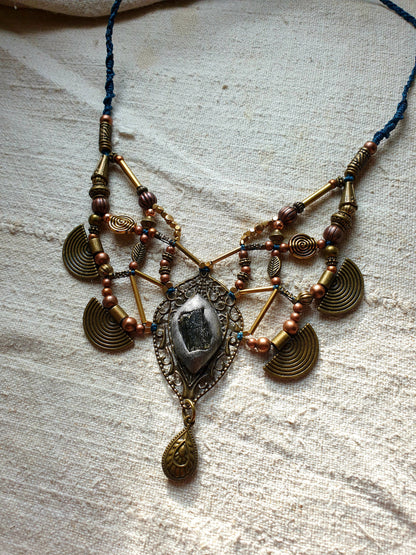 moldavit - neo tribal boho ogrlica