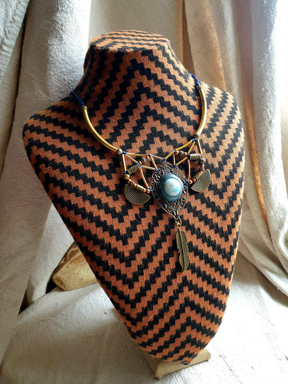 larimar - neo tribal boho ogrlica