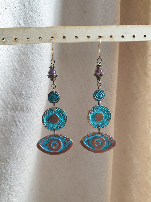 ametist naušnice - plavo oko