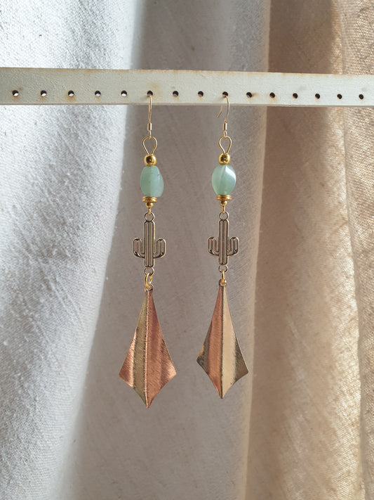 aventurin naušnice - kaktus