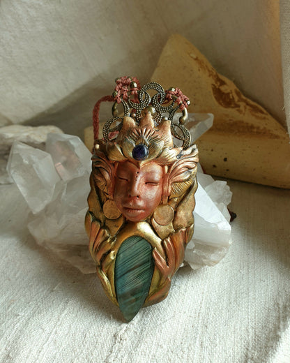 Plavi labradorit i ametist kristalni čuvar ogrlica