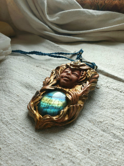 zeleni labradorit i rutil kvarc šumski čuvar ogrlica