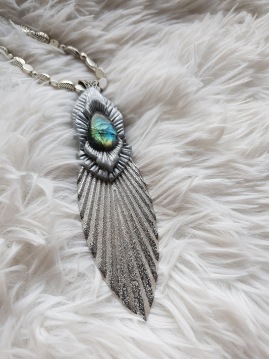 plavo zeleni labradorit  list privjesak - vilinska kolekcija