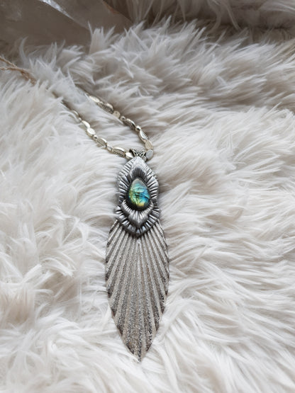 plavo zeleni labradorit  list privjesak - vilinska kolekcija