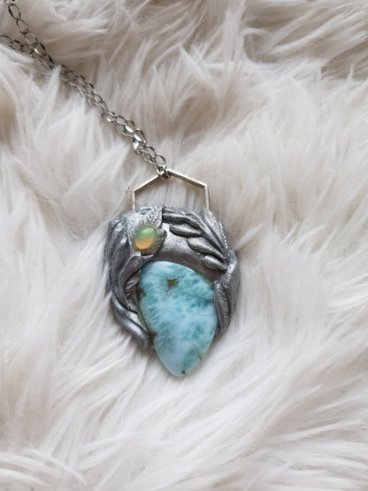 larimar i etiopijski opal ogrlica - vilinska kolekcija