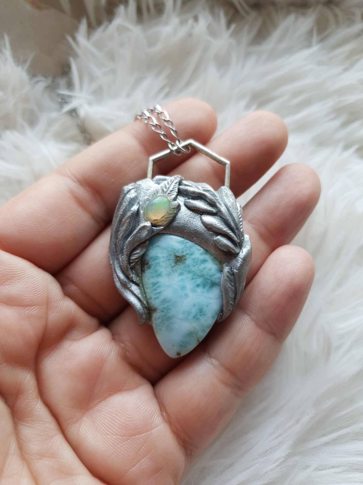 larimar i etiopijski opal ogrlica - vilinska kolekcija