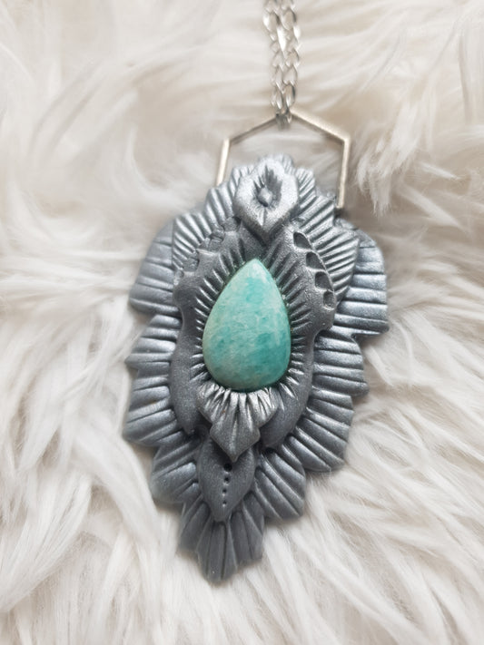 amazonit - vilinski štit - privjesak