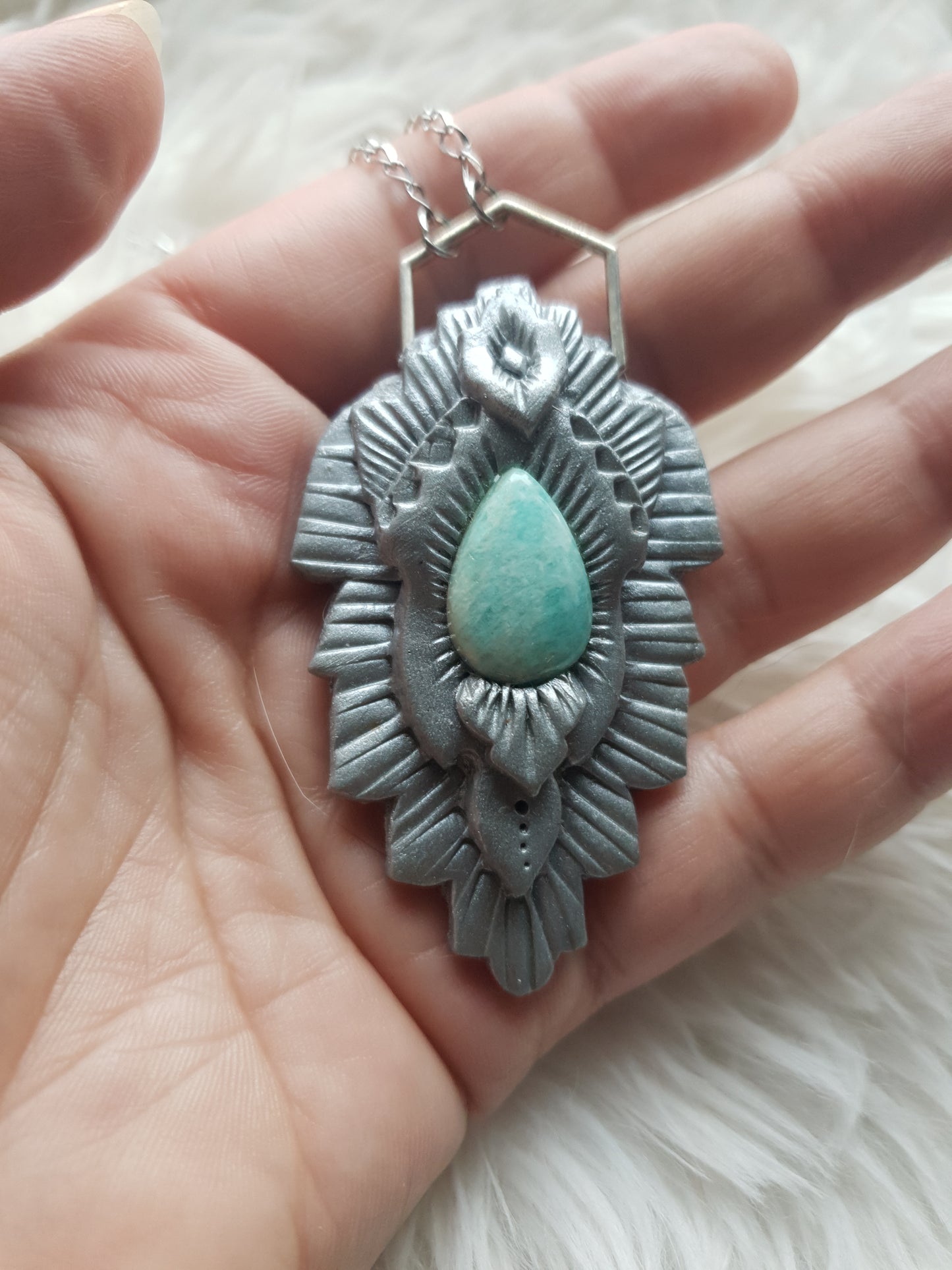 amazonit - vilinski štit - privjesak