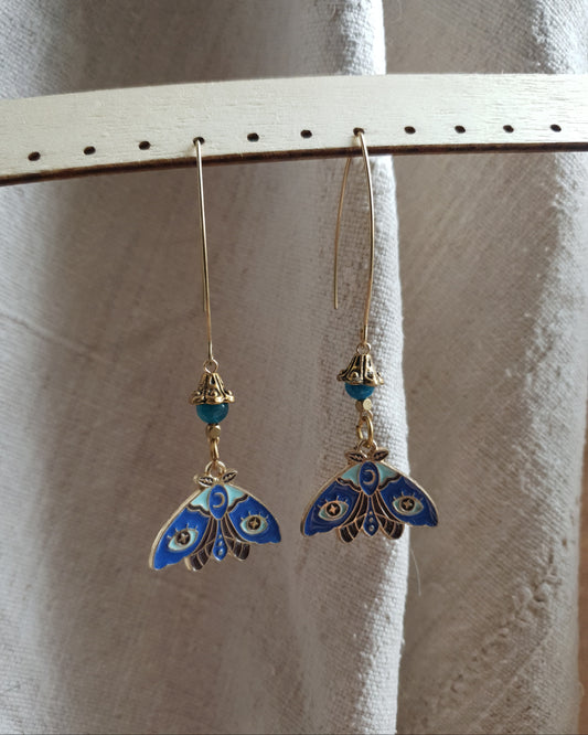 plavi mjesečev nočni leptir naušnice - apatit