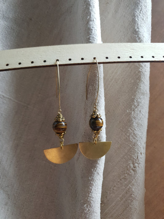 zlatno tigrovo oko naušnice