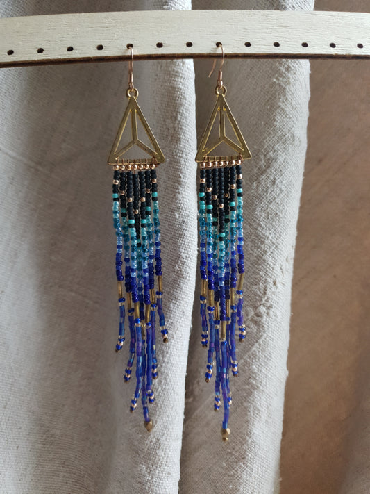 nočno nebo naušnice od staklenih perlica