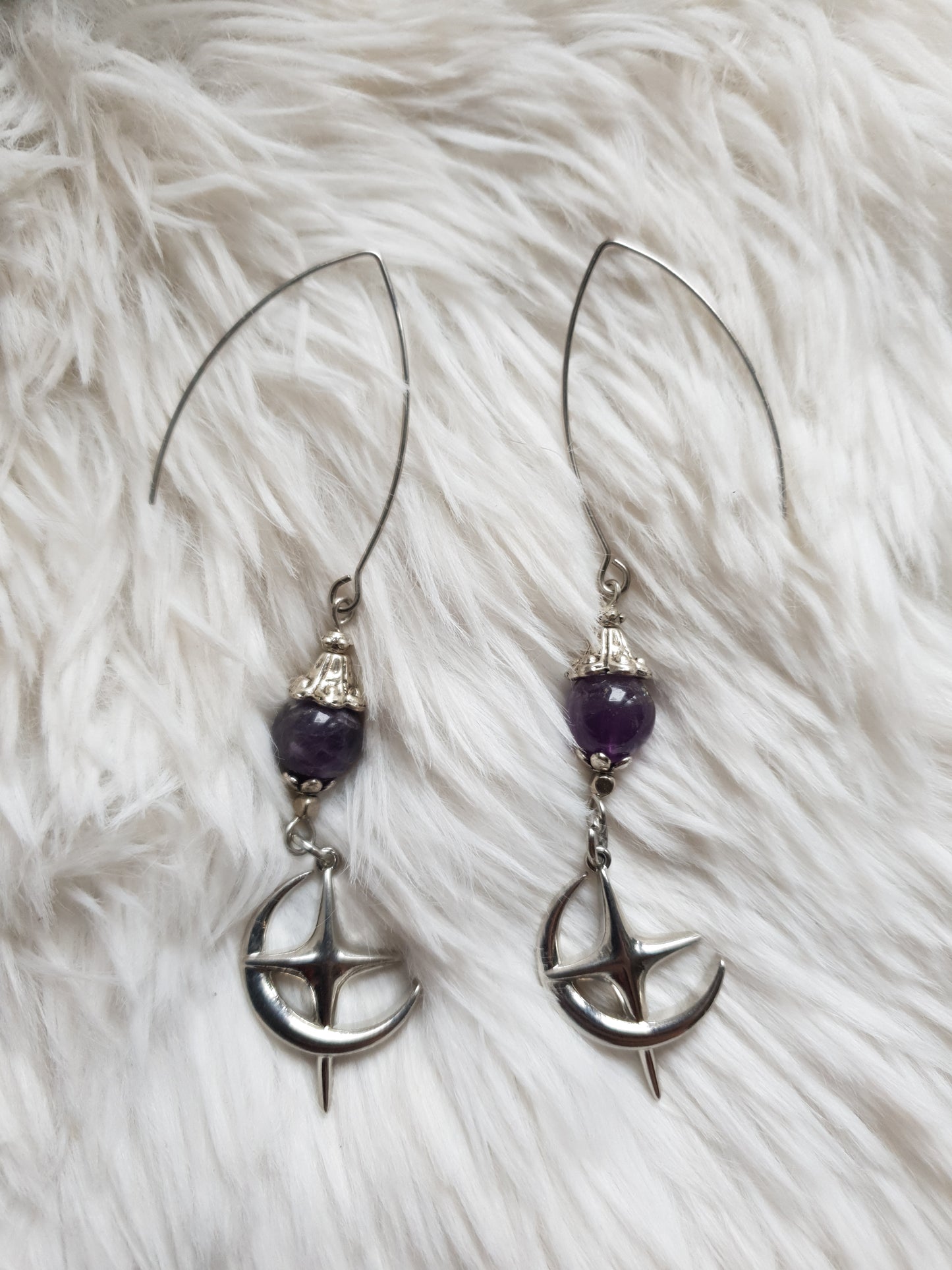 zvjezdani mjesec ametist naušnice