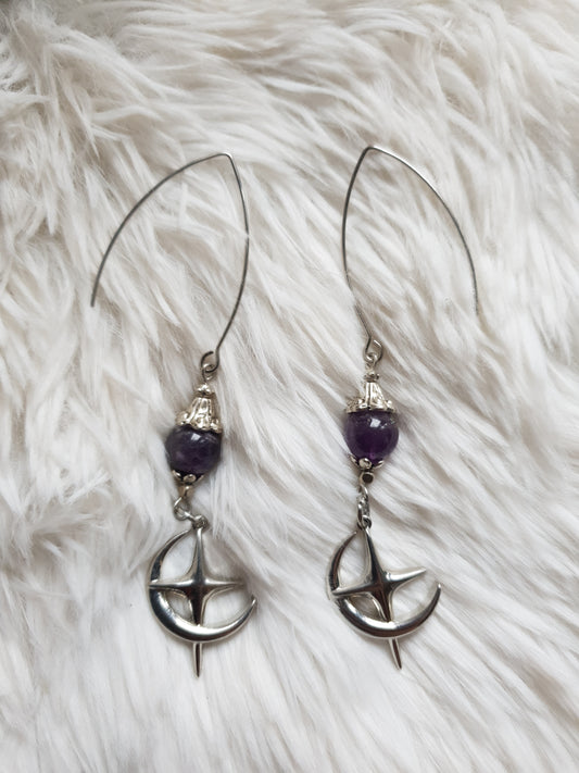 zvjezdani mjesec ametist naušnice