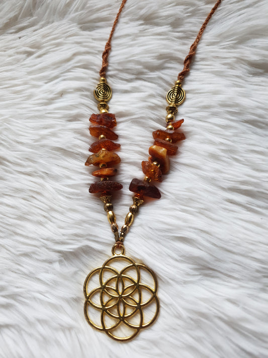 sjeme života ogrlica - jantar