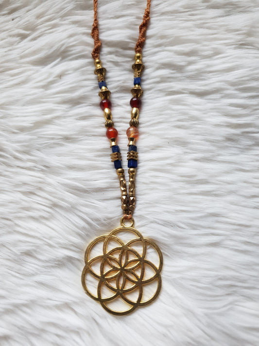 sjeme života ogrlica - lapis lazuli - karneol