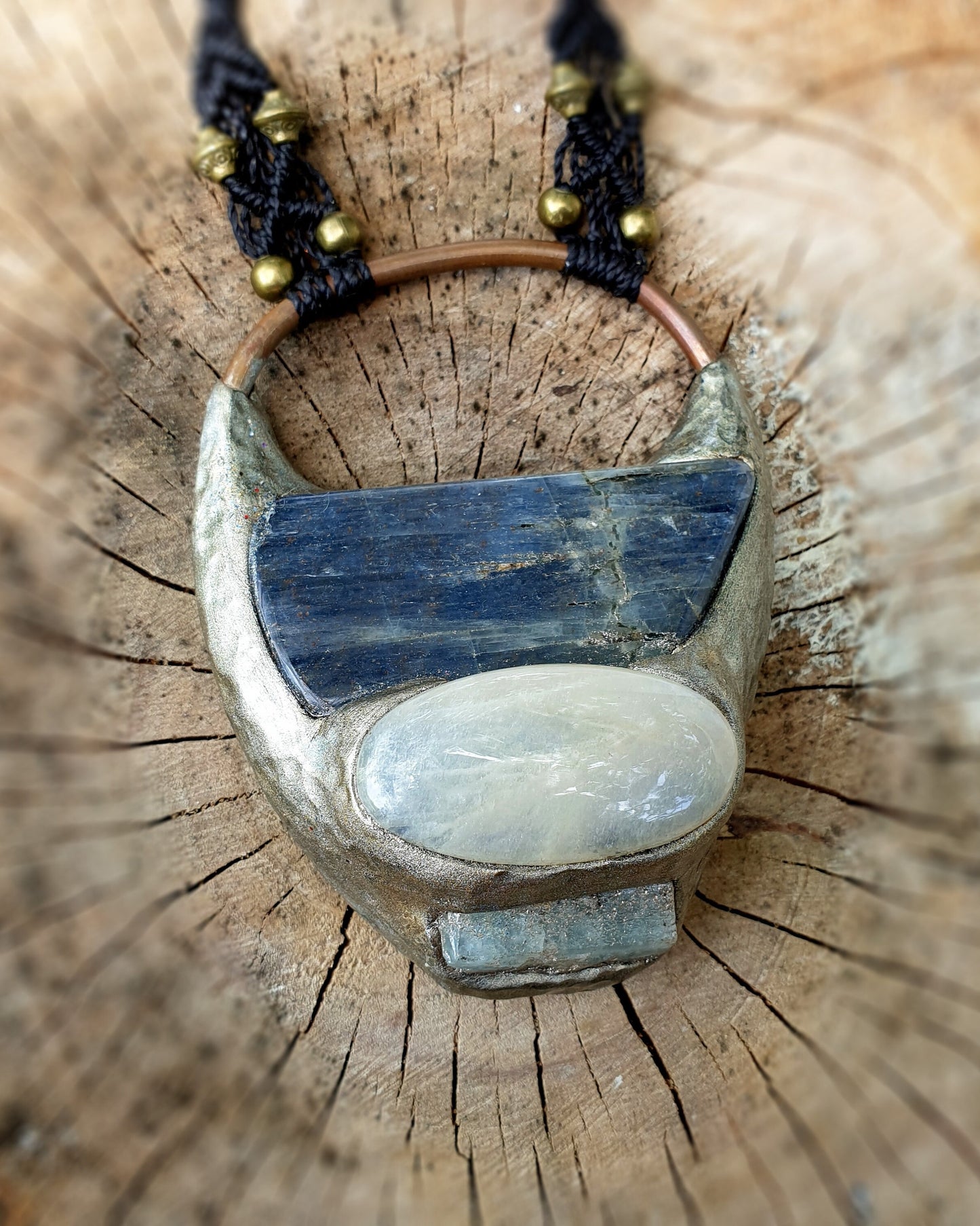 statement kristalna ogrlica xl - plavi kijanit - mjesečev kamen - neobrađeni akvamarin