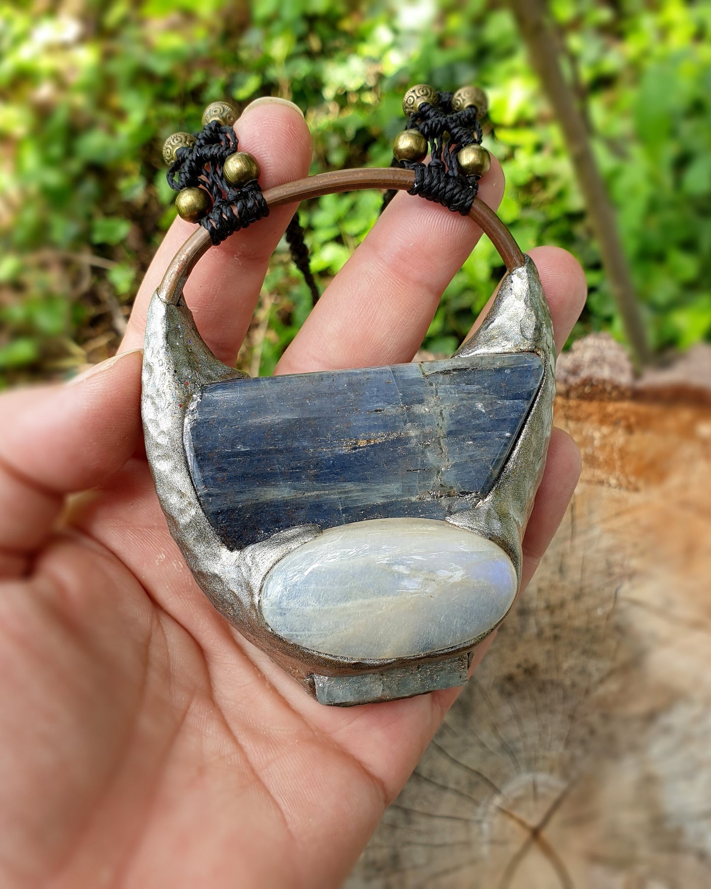 statement kristalna ogrlica xl - plavi kijanit - mjesečev kamen - neobrađeni akvamarin