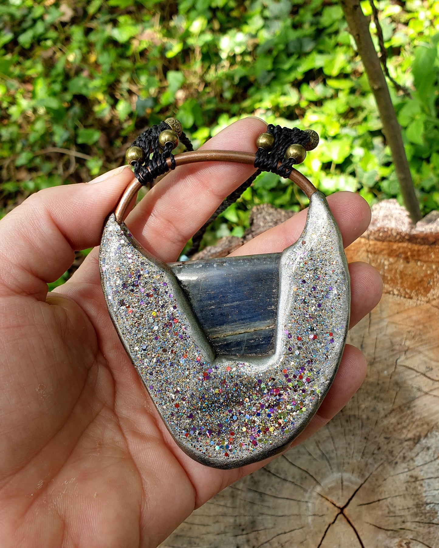 statement kristalna ogrlica xl - plavi kijanit - mjesečev kamen - neobrađeni akvamarin