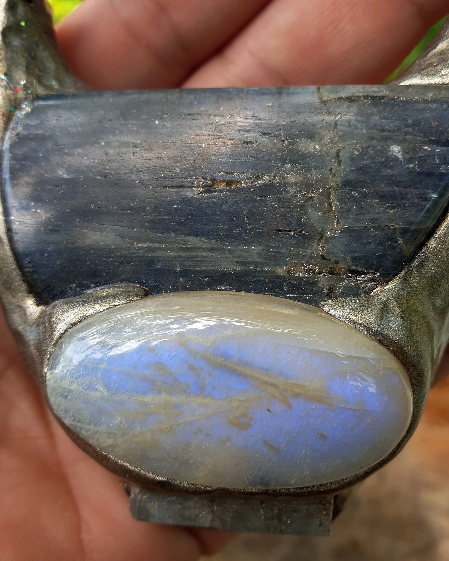 statement kristalna ogrlica xl - plavi kijanit - mjesečev kamen - neobrađeni akvamarin