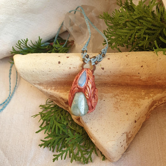 akvamarin - peruanski opal - privjesak