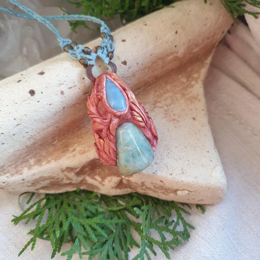 akvamarin - peruanski opal - privjesak