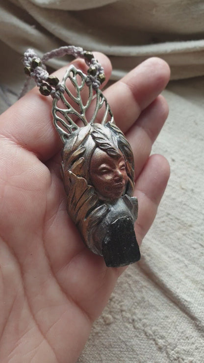 šumski crni turmalin čuvar ogrlica