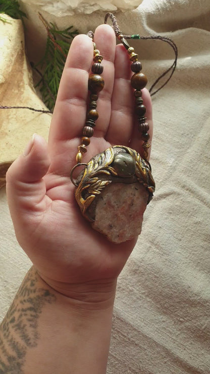 sunčev kamen - pirit - tigrovo oko ogrlica