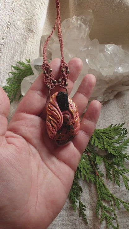 mahagoni opsidijan - crni turmalin privjesak