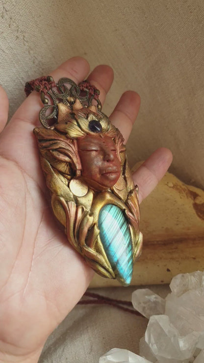 Plavi labradorit i ametist kristalni čuvar ogrlica